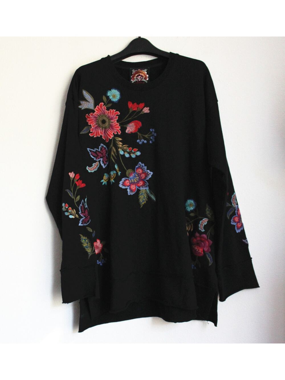 NEW JOHNNY WAS Raw Seam Long Sleeve Sweatshirt, Black, Size XL
